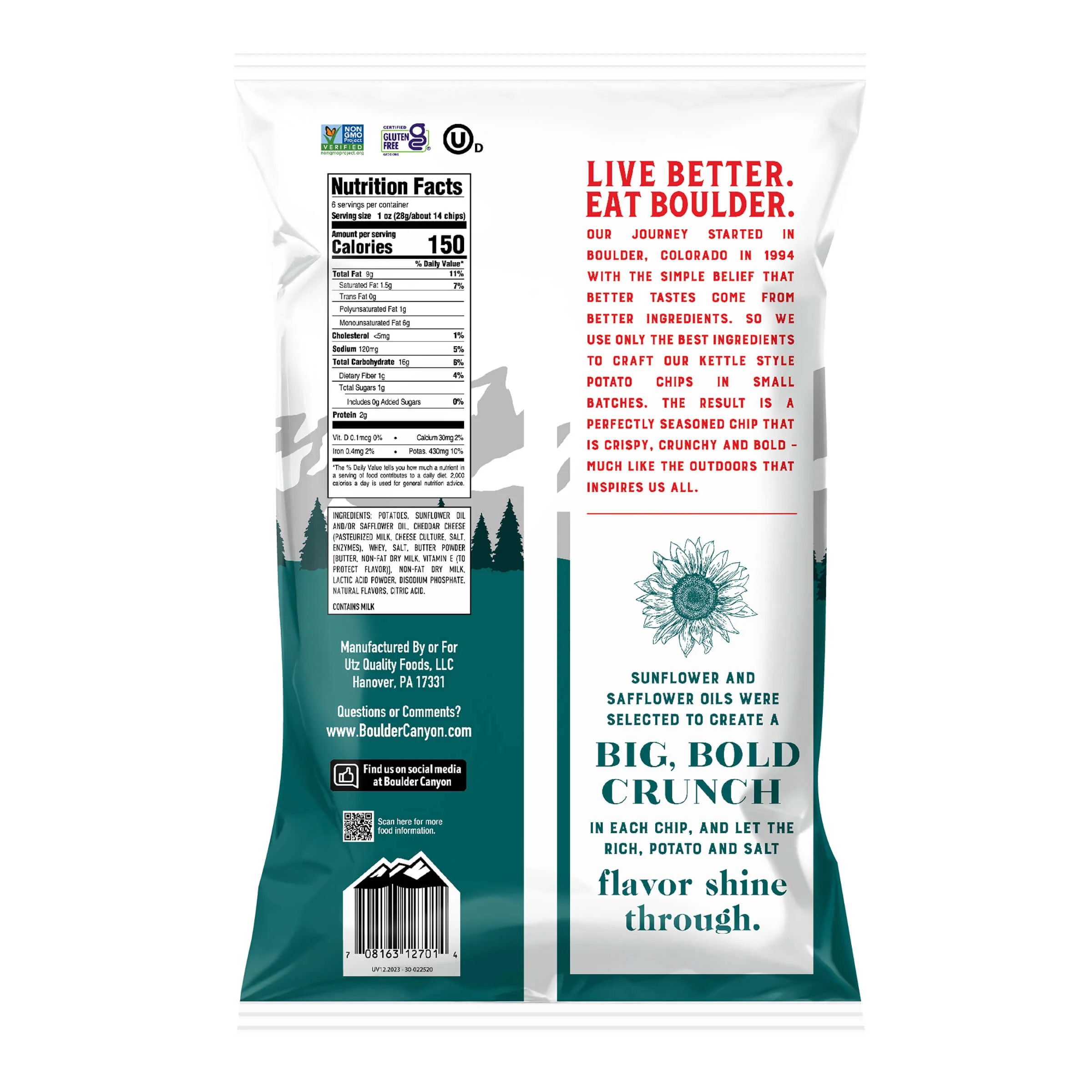 Boulder Canyon Kettle Potato Chips Canyon Cut Sharp White Cheddar - Image 7