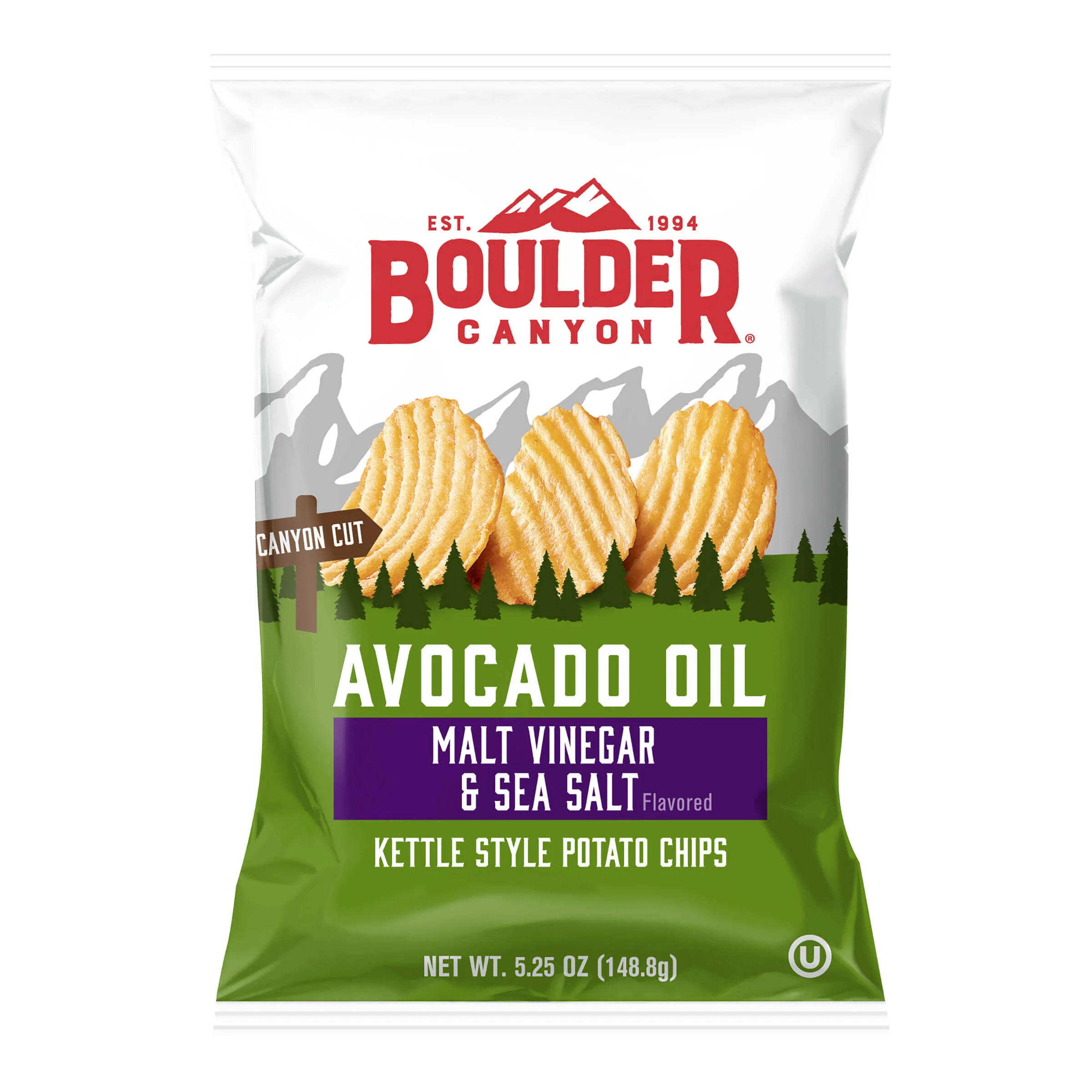Boulder Canyon Kettle Potato Chips Canyon Cut Avocado Oil Malt Vinegar & Sea Salt 5.25 oz
