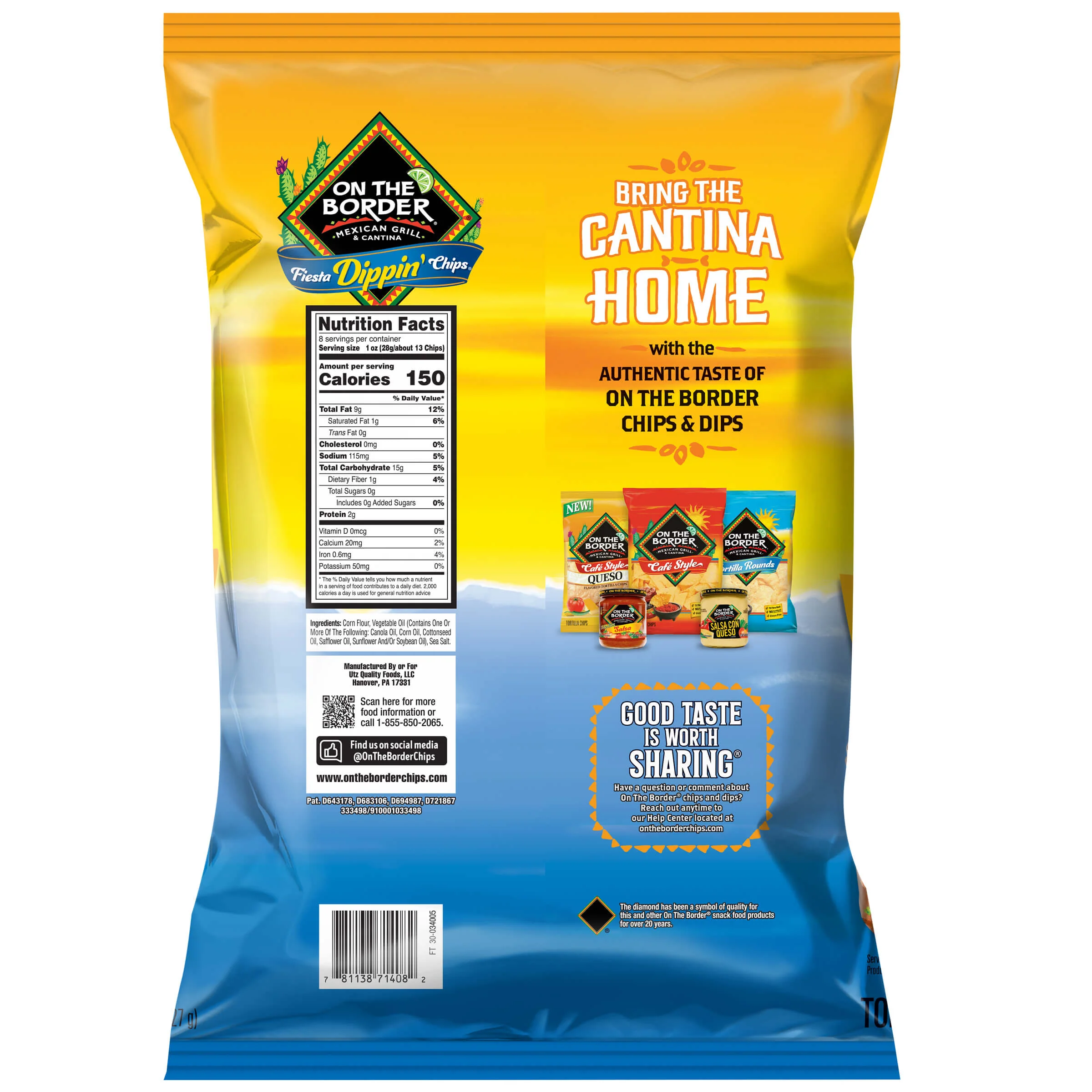 On The Border Tortilla Chips Fiesta Dippin' Chips, 8 oz - Image 5
