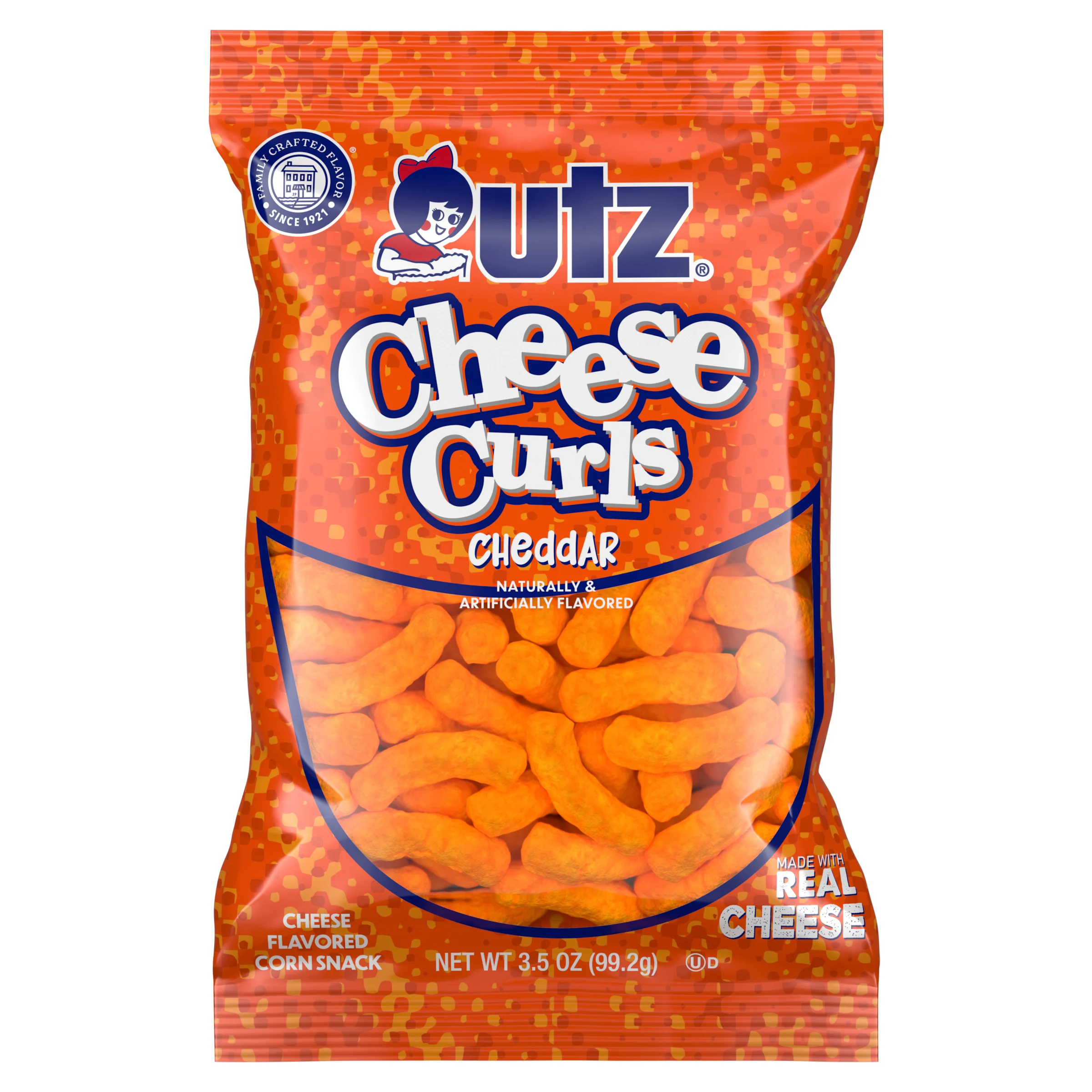 Utz Cheddar Cheese Curls, 3.5 oz Bag