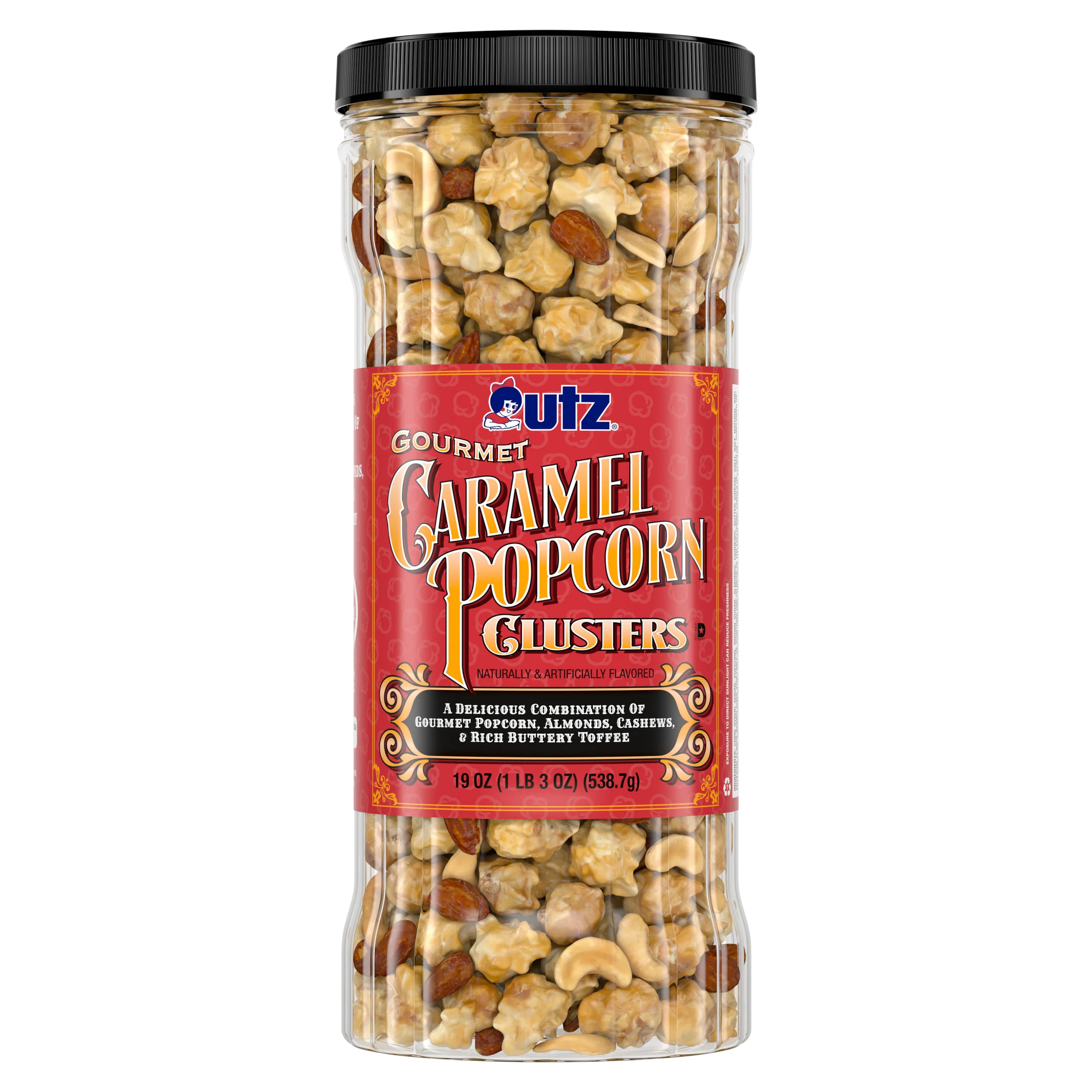 Utz Gourmet Caramel Popcorn Clusters, 19 oz Barrel