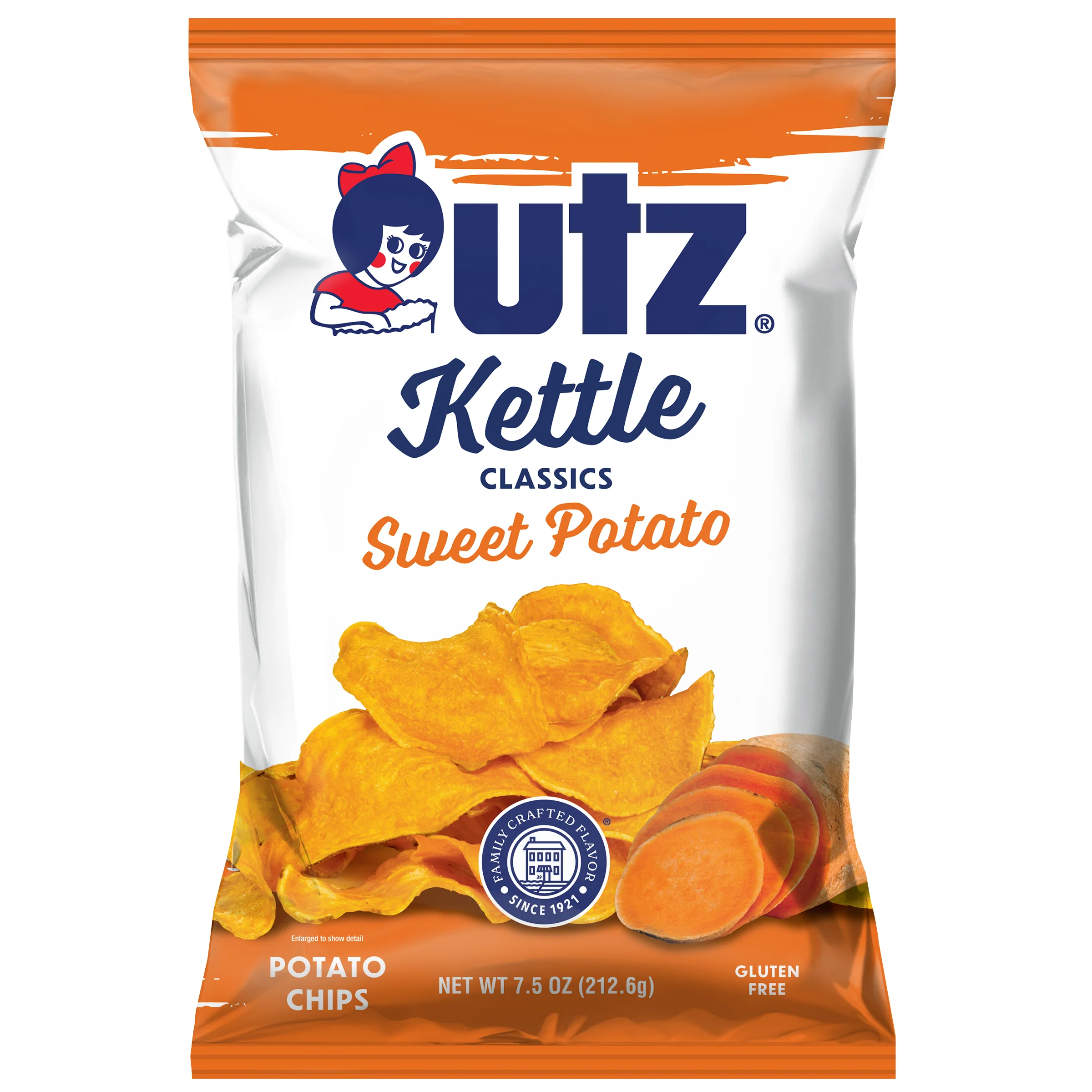 Utz Sweet Potato Kettle Chips, Family Size, 7.5 oz Bag
