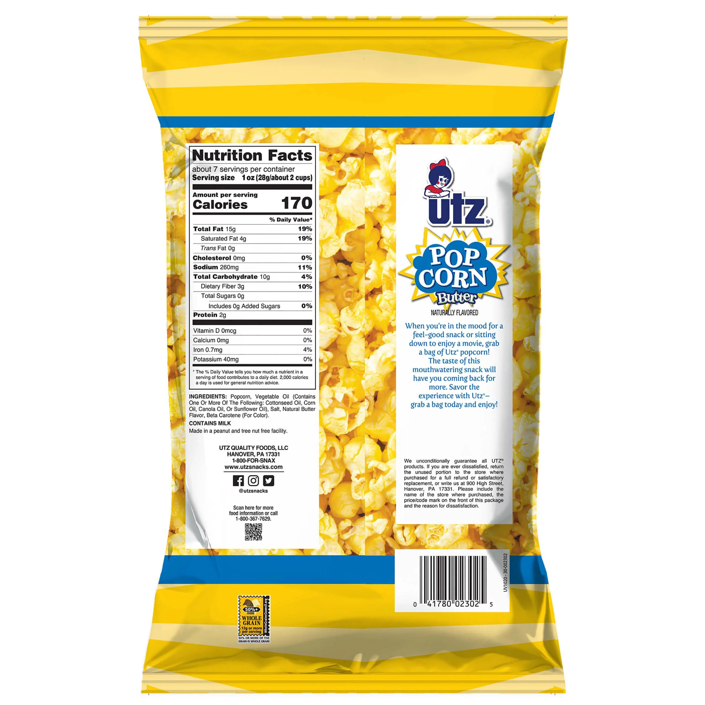 Utz Butter Popcorn, Family Size, 6.5 oz Bag - Image 4