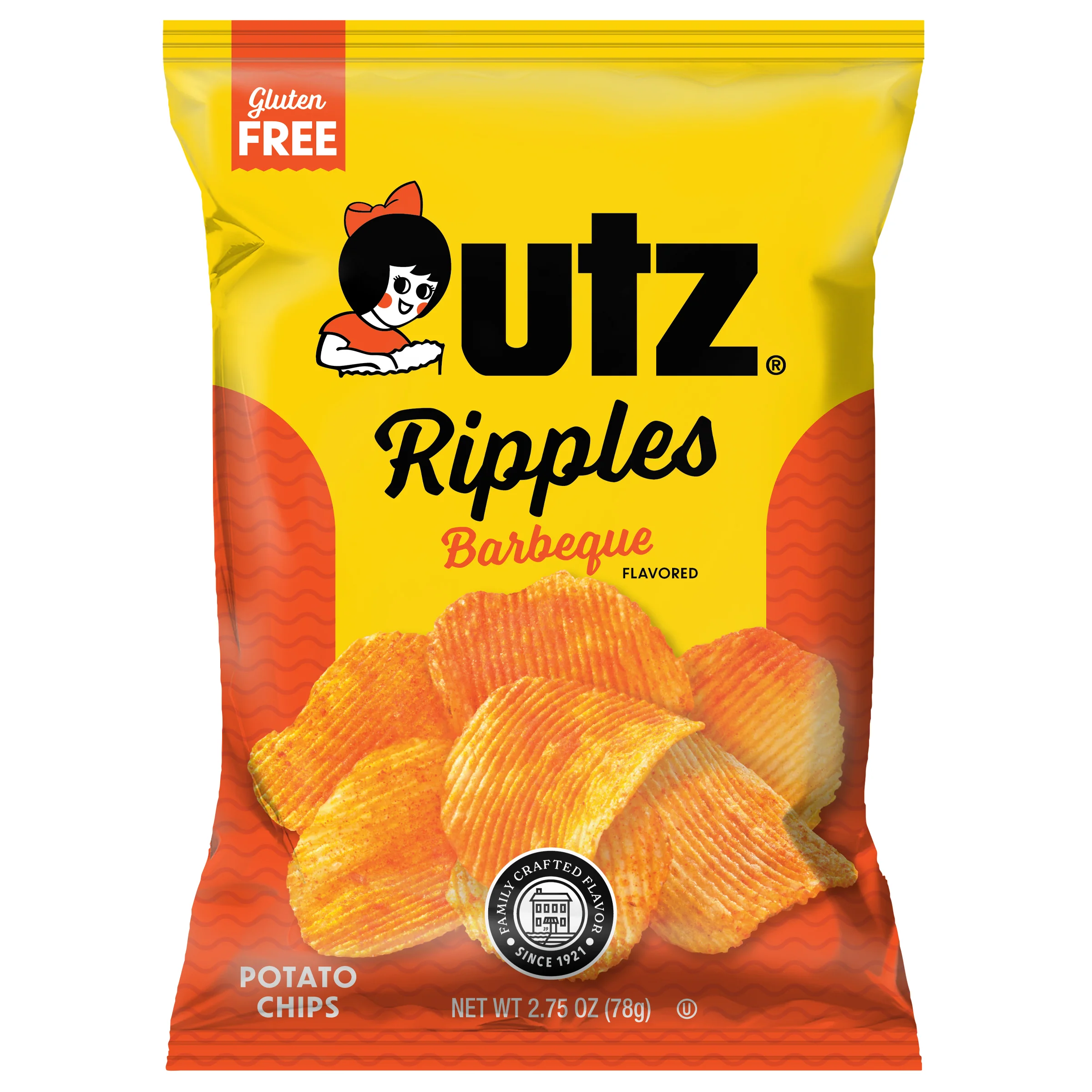 Utz BBQ Potato Chips, 2.75 oz Bag