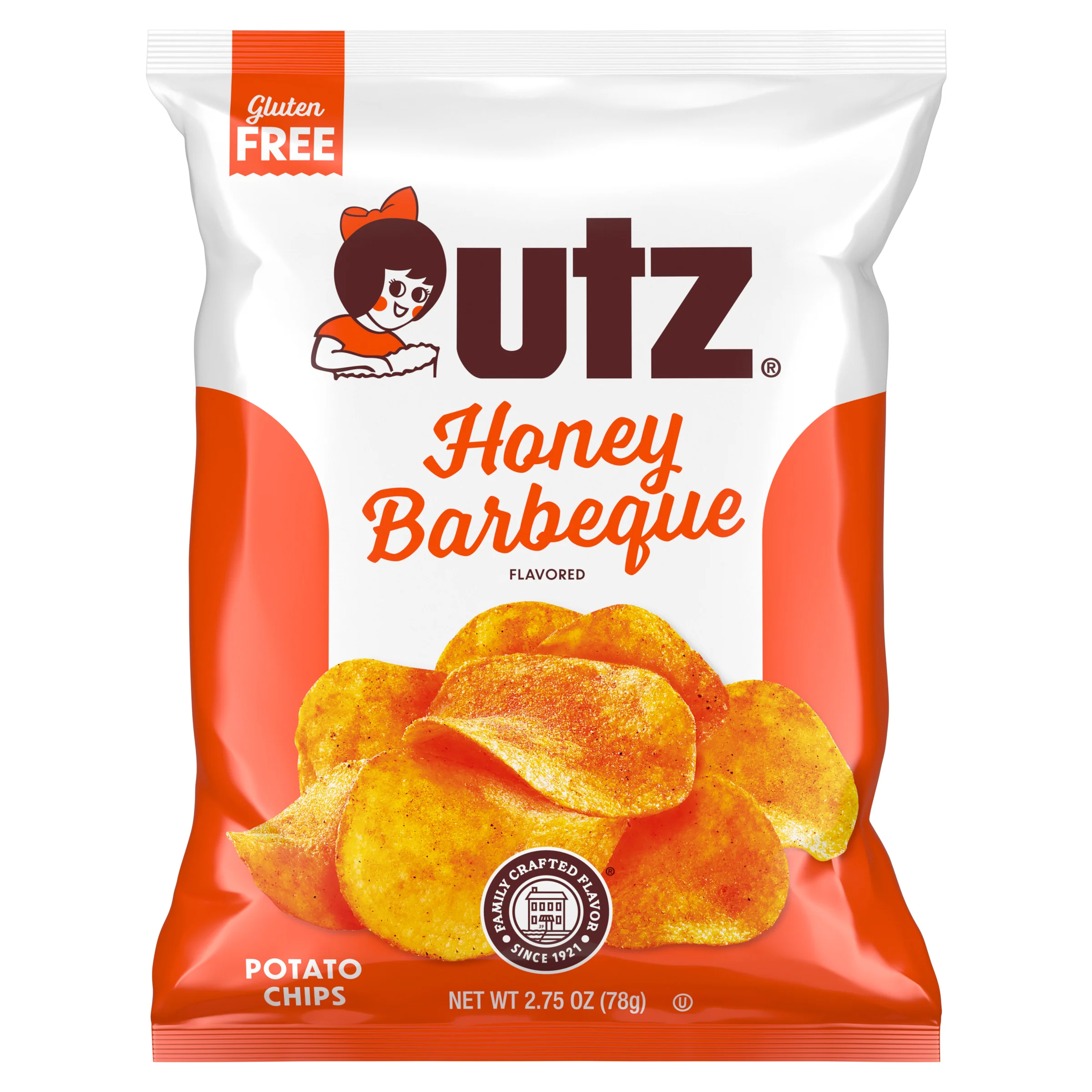 Utz Honey Barbeque Potato Chips, 2.75 oz Bag