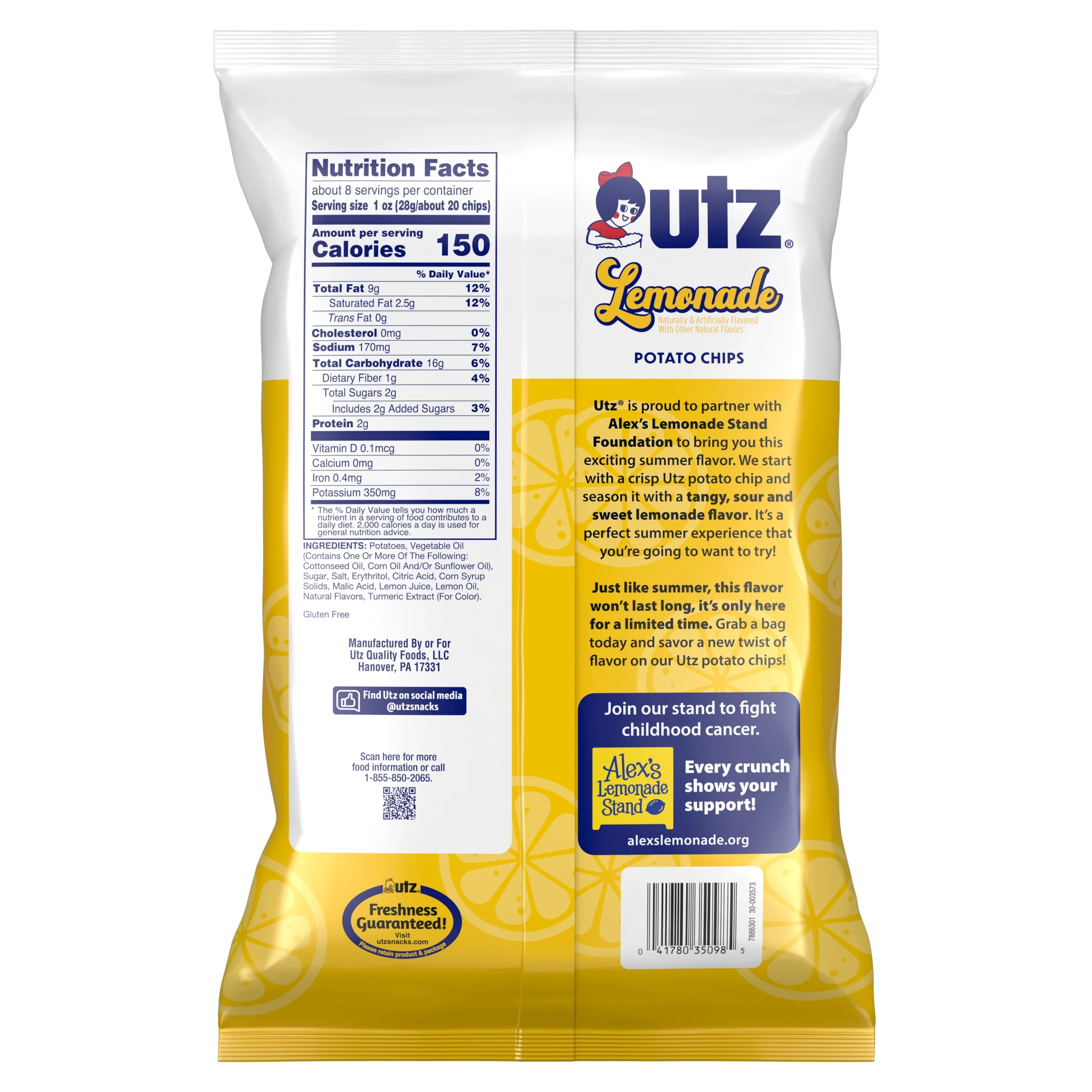 Utz Lemonade Potato Chips, Family Size, 7.75 oz Bag - Image 4
