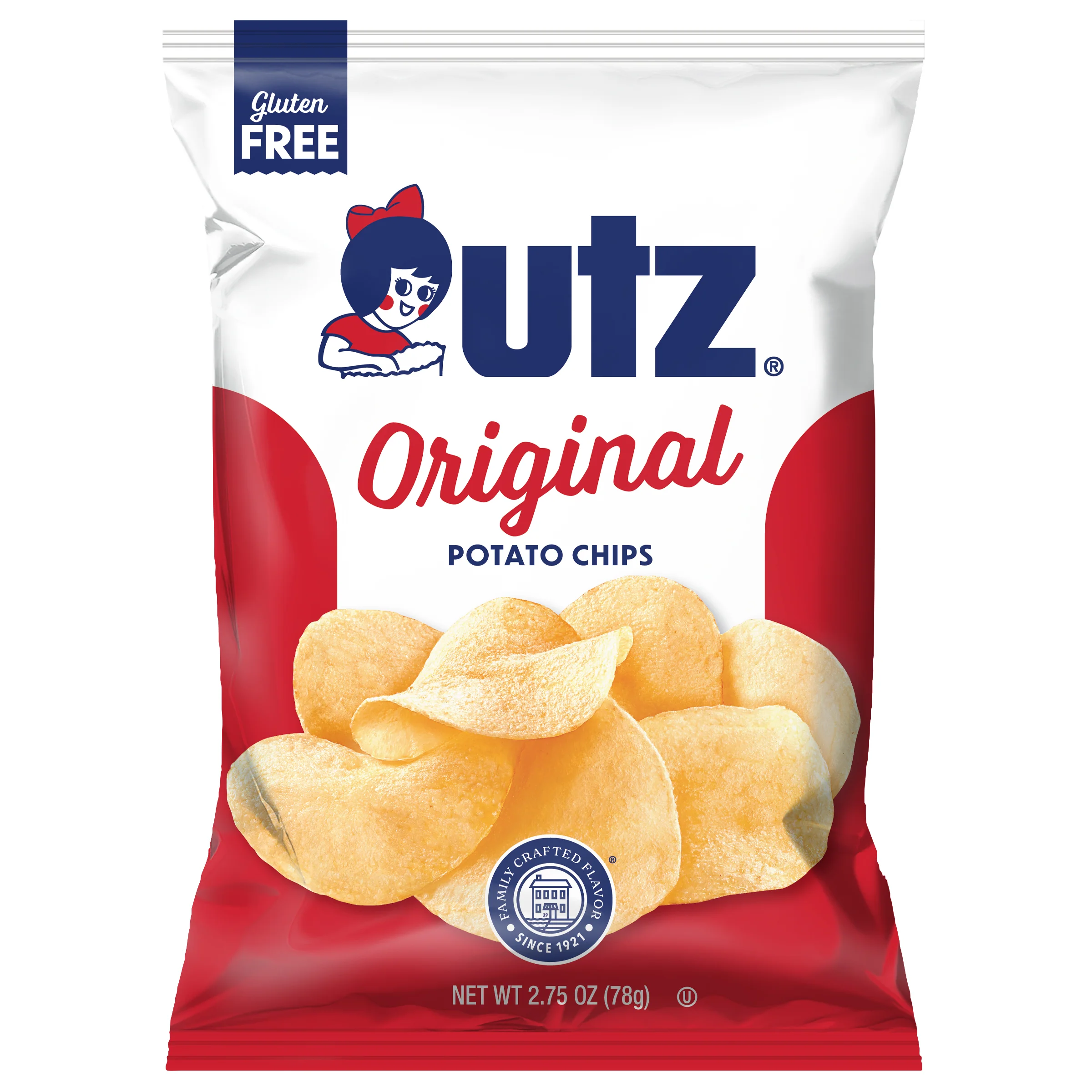 Utz Original Potato Chips, 2.75 oz Bag