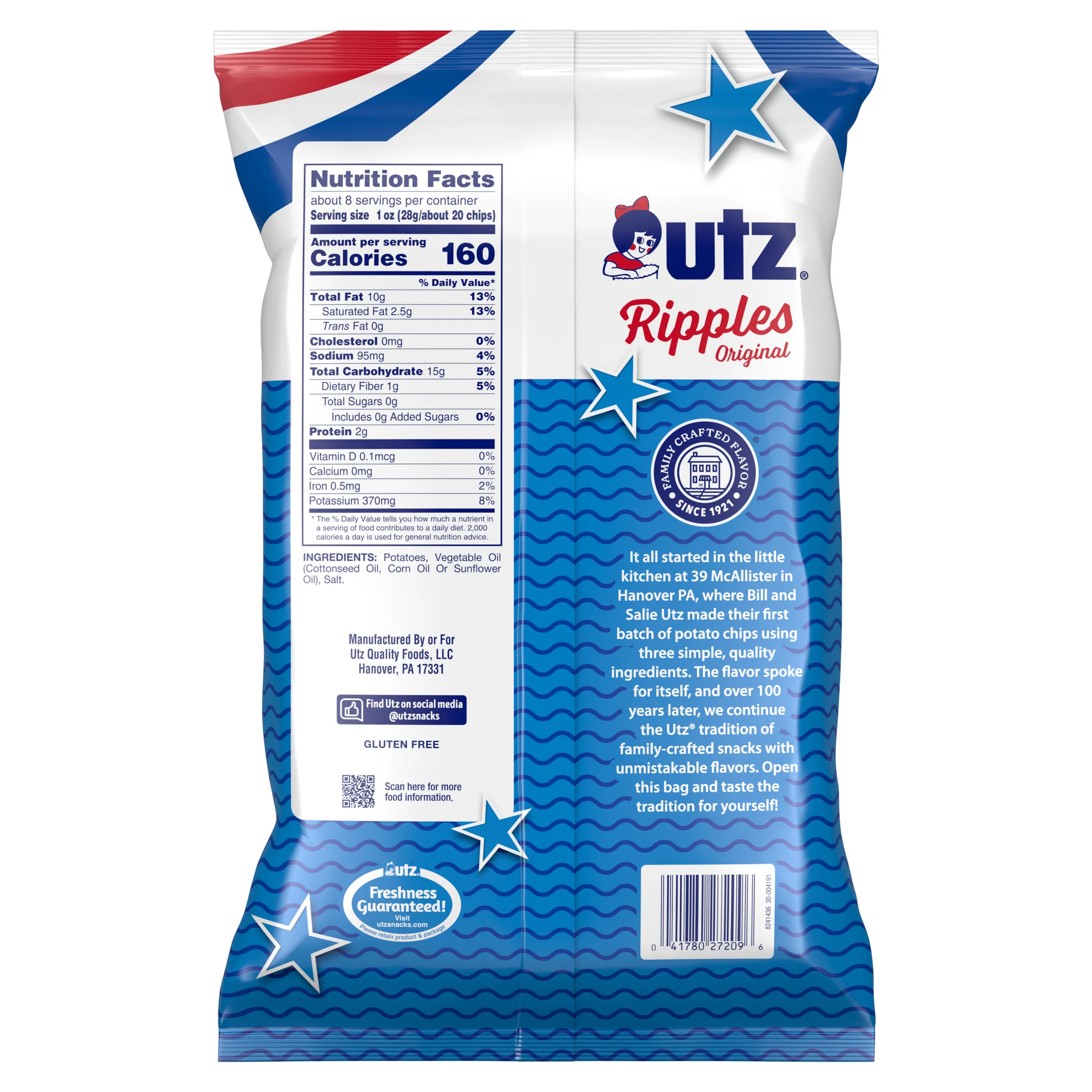 Utz Potato Chips Ripples Original 7.75 oz - Image 3