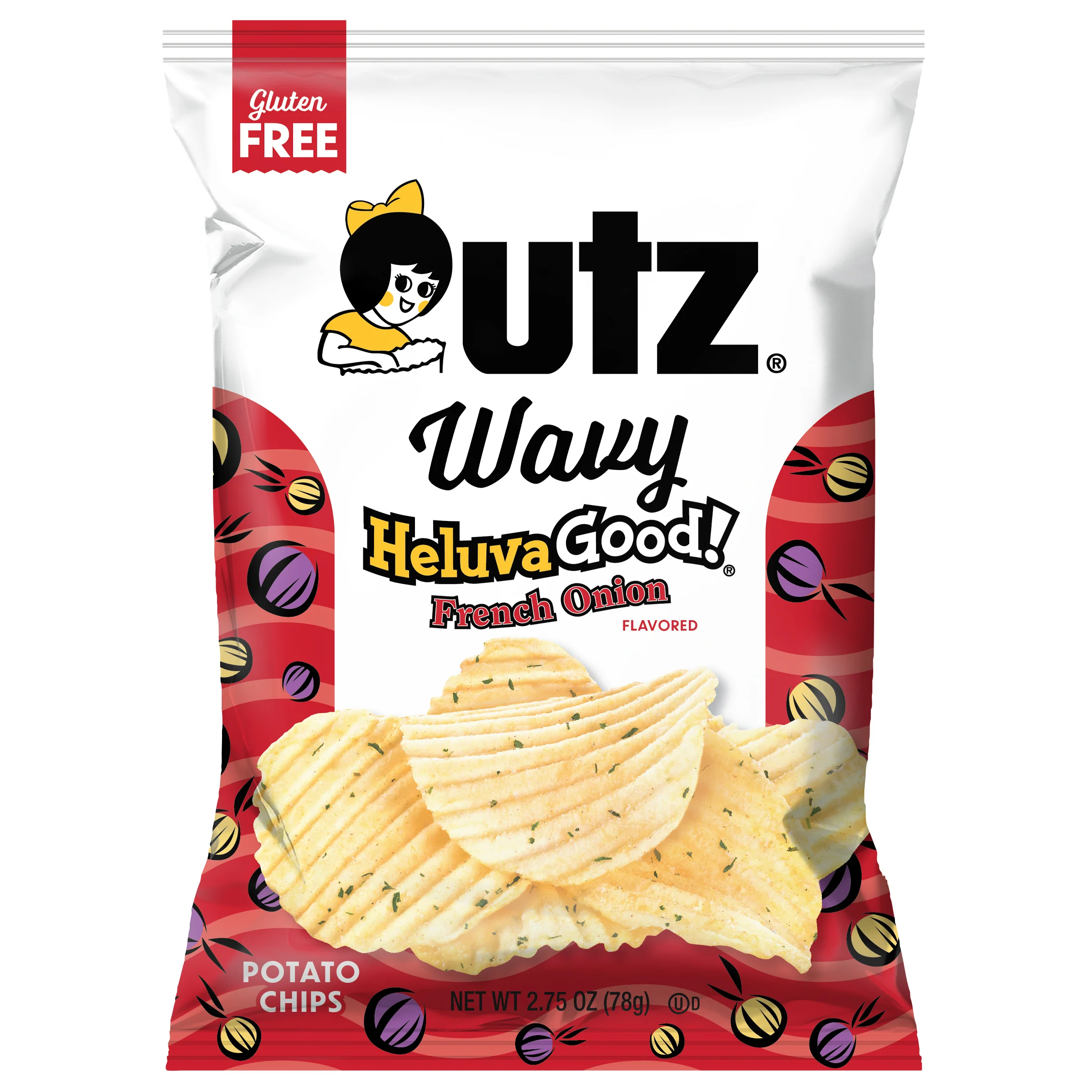 Utz Wavy French Onion Flavored Potato Chips, 2.75 oz Bag