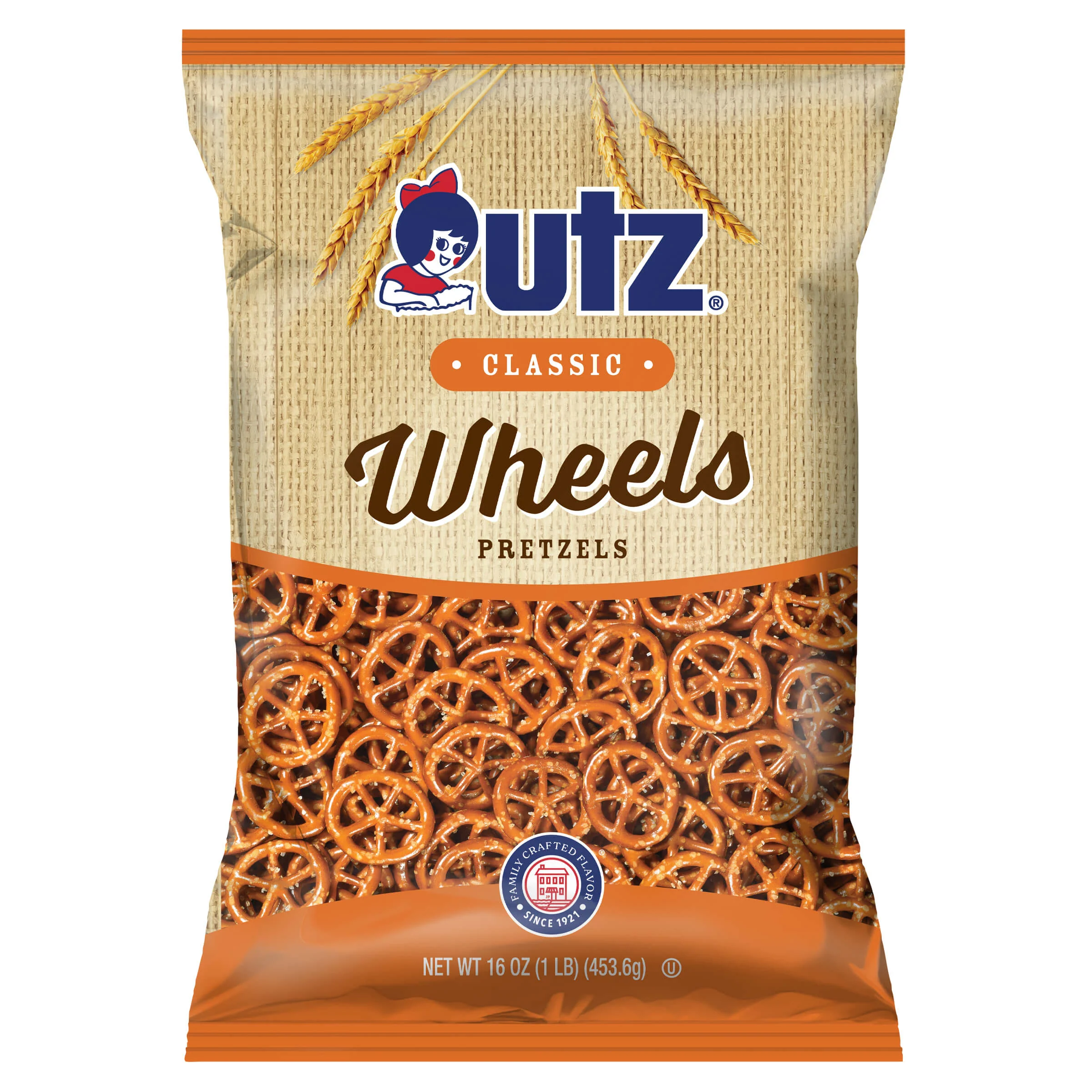 Utz Classic Wheels Pretzels, Family Size, 16 oz Bag