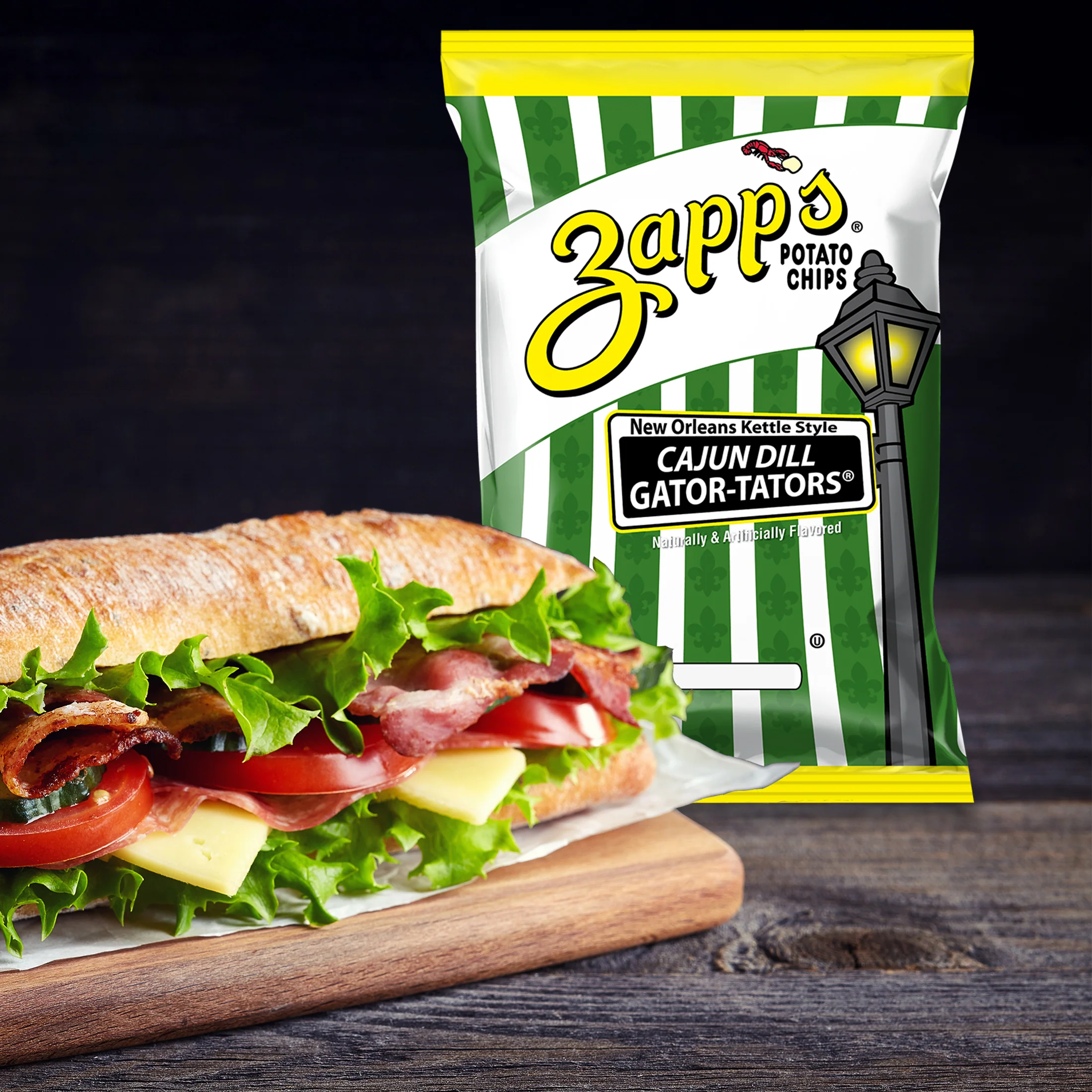 Zapp's Kettle Potato Chips Cajun Dill Gator-tator 2 oz - Image 3