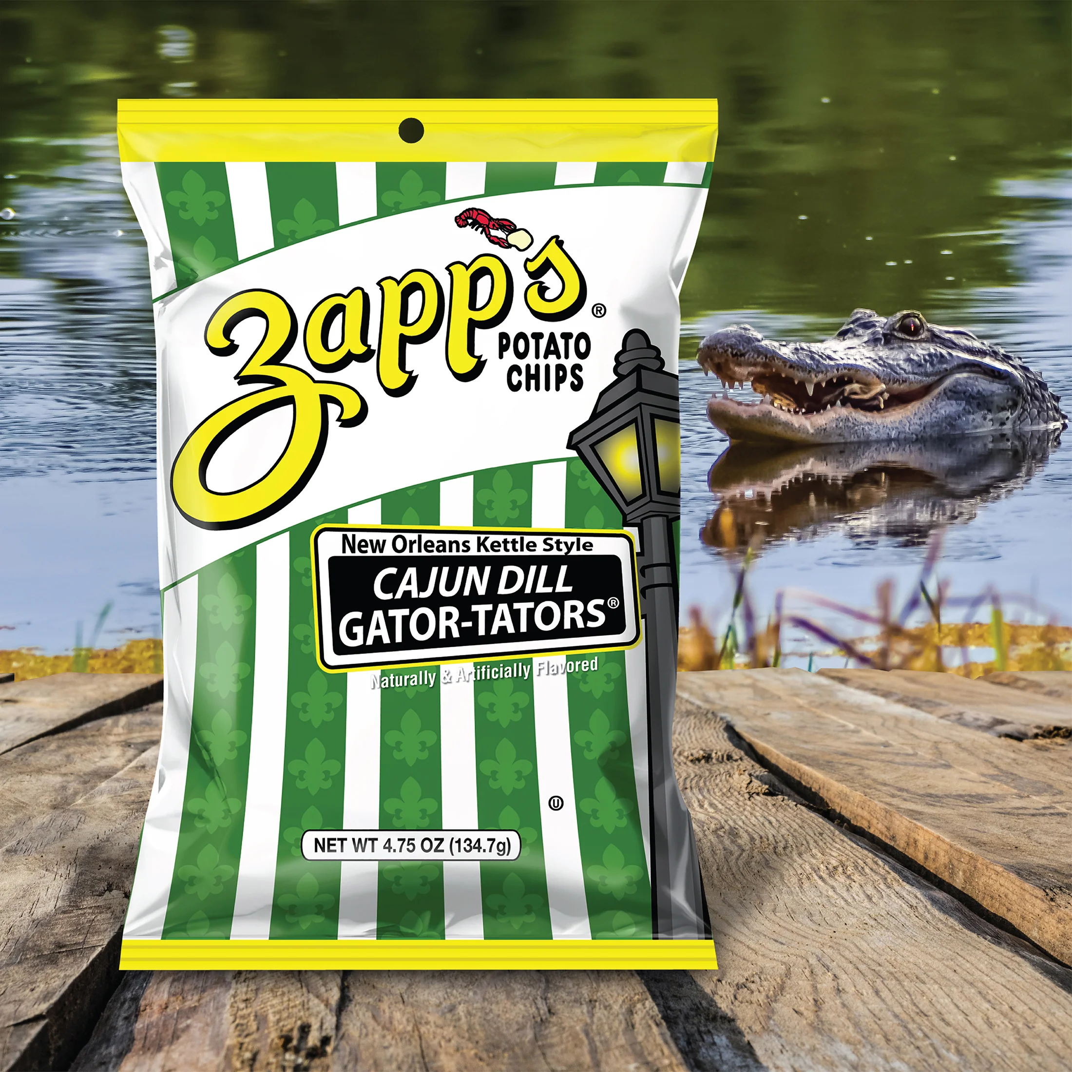 Zapp's Kettle Potato Chips Cajun Dill Gator-tator 2 oz - Image 4