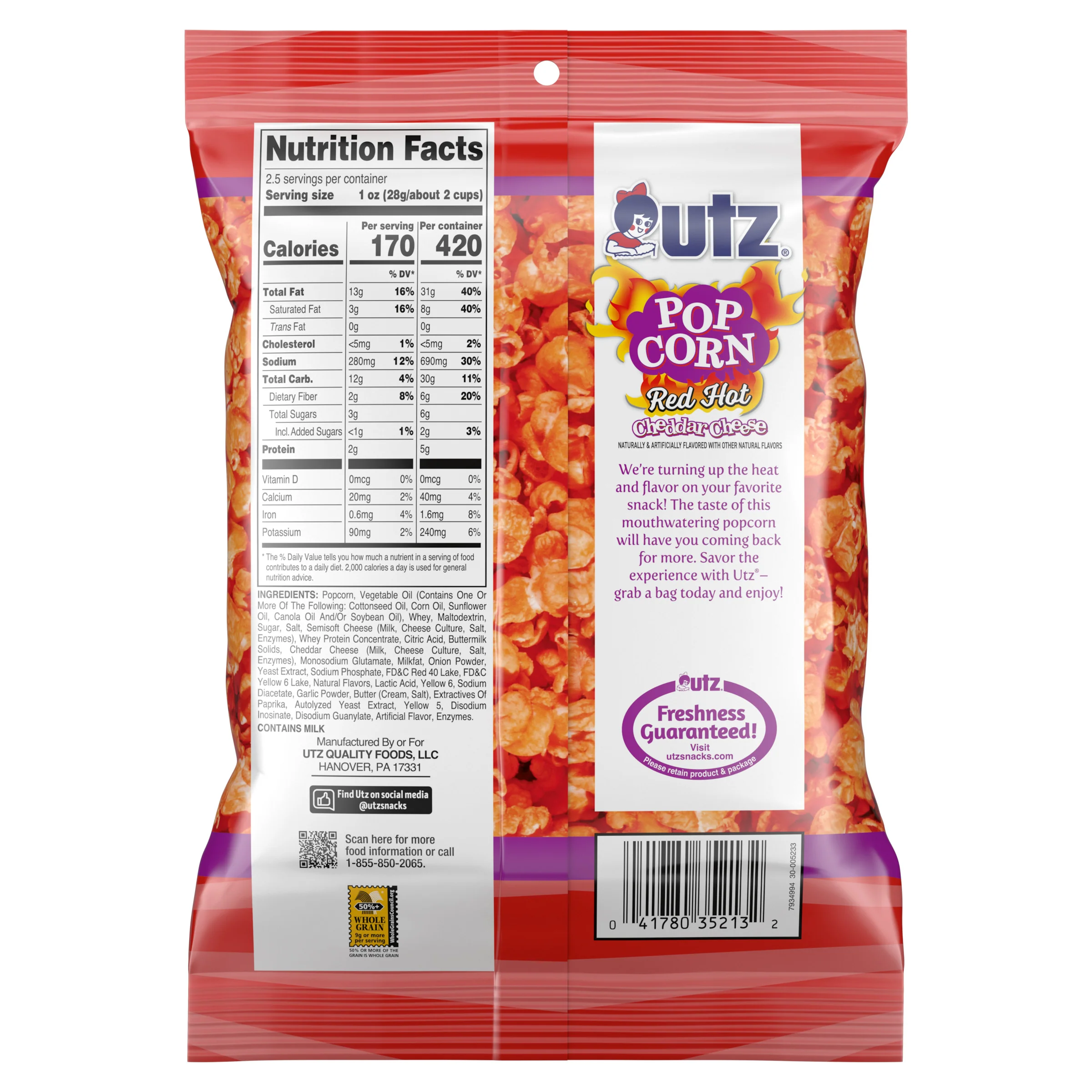 Utz Popcorn Red Hot Cheddar Cheese - Image 3