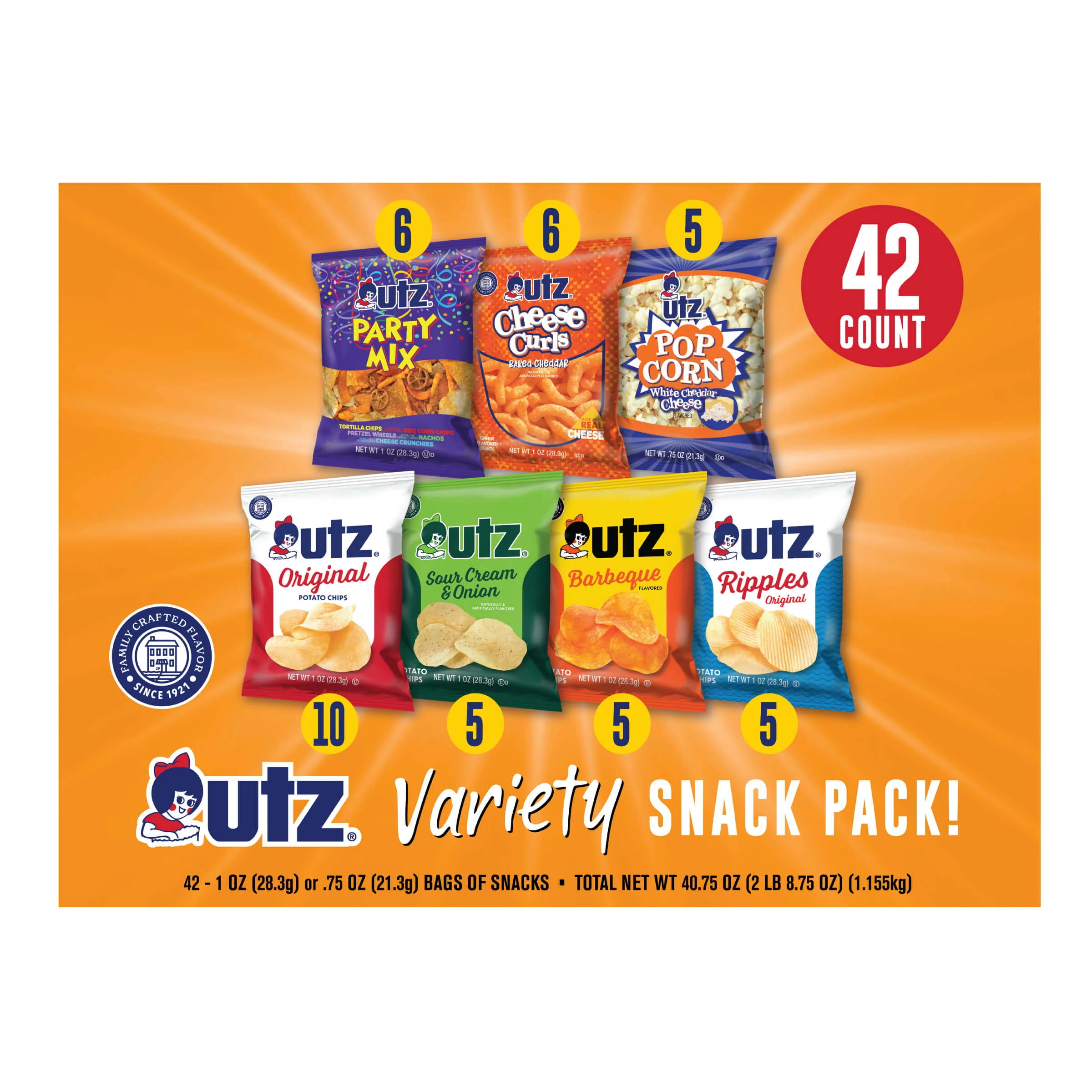 Utz Snack Variety Pack 42 Count Box - 1 oz. Bags - Image 10