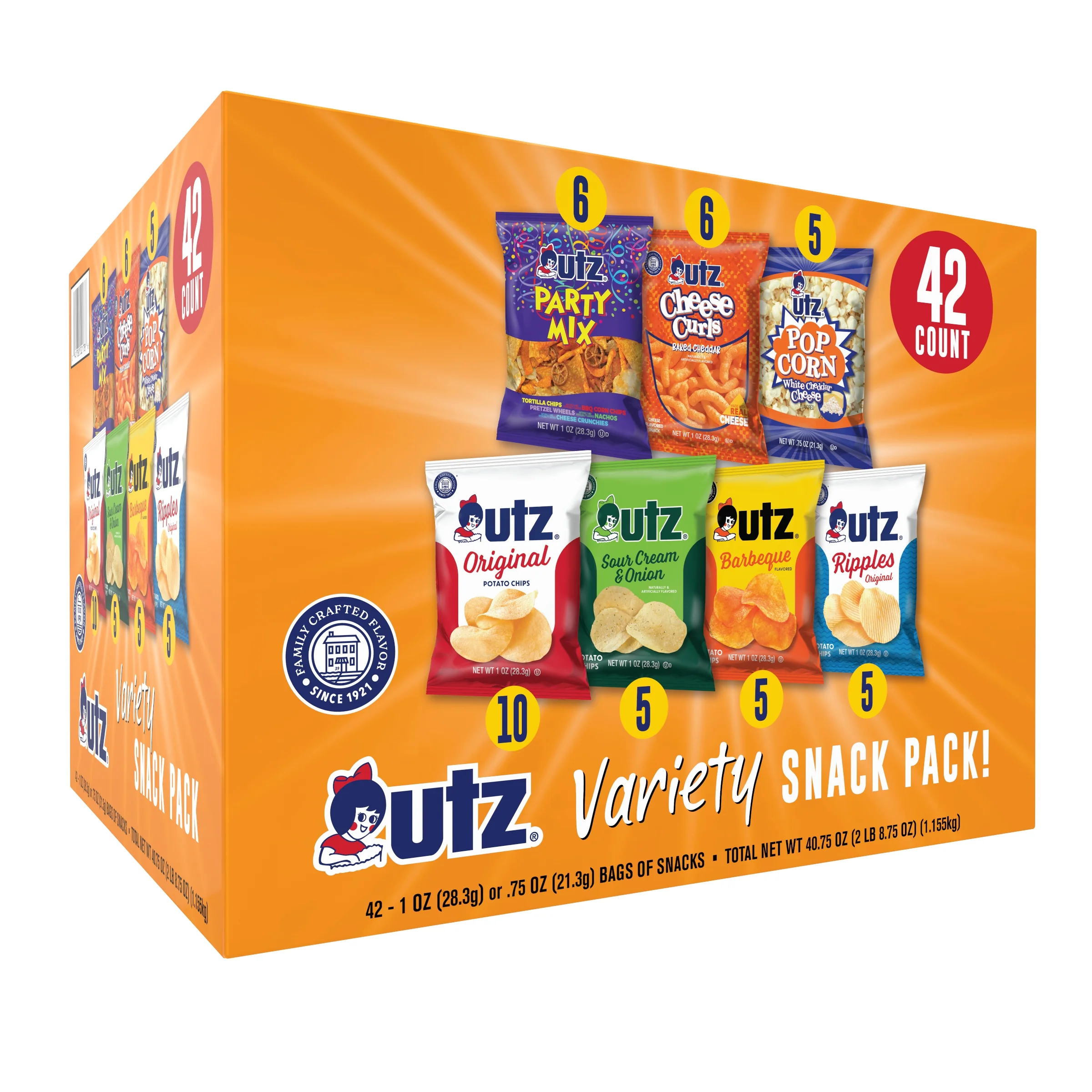 Utz Snack Variety Pack 42 Count Box - 1 oz. Bags - Image 8