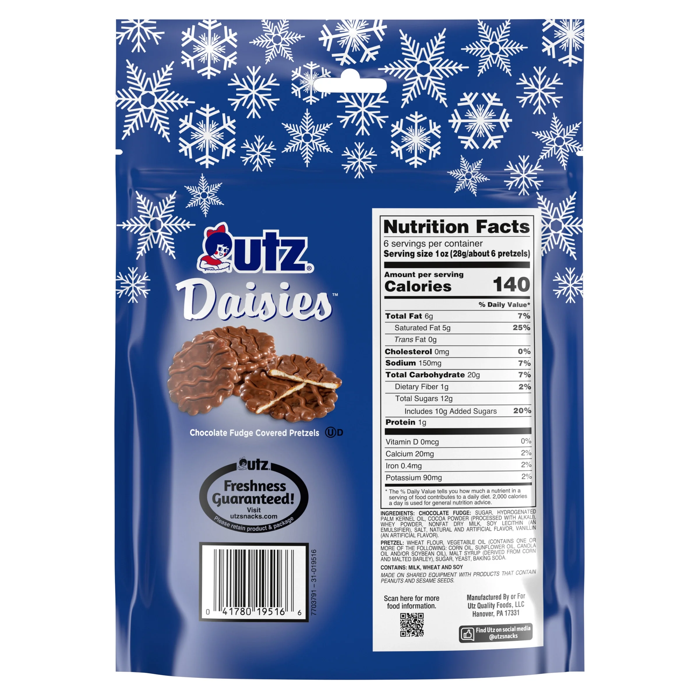 Utz Chocolate Fudge Covered Pretzel Daisies, 6 oz Bag - Image 2