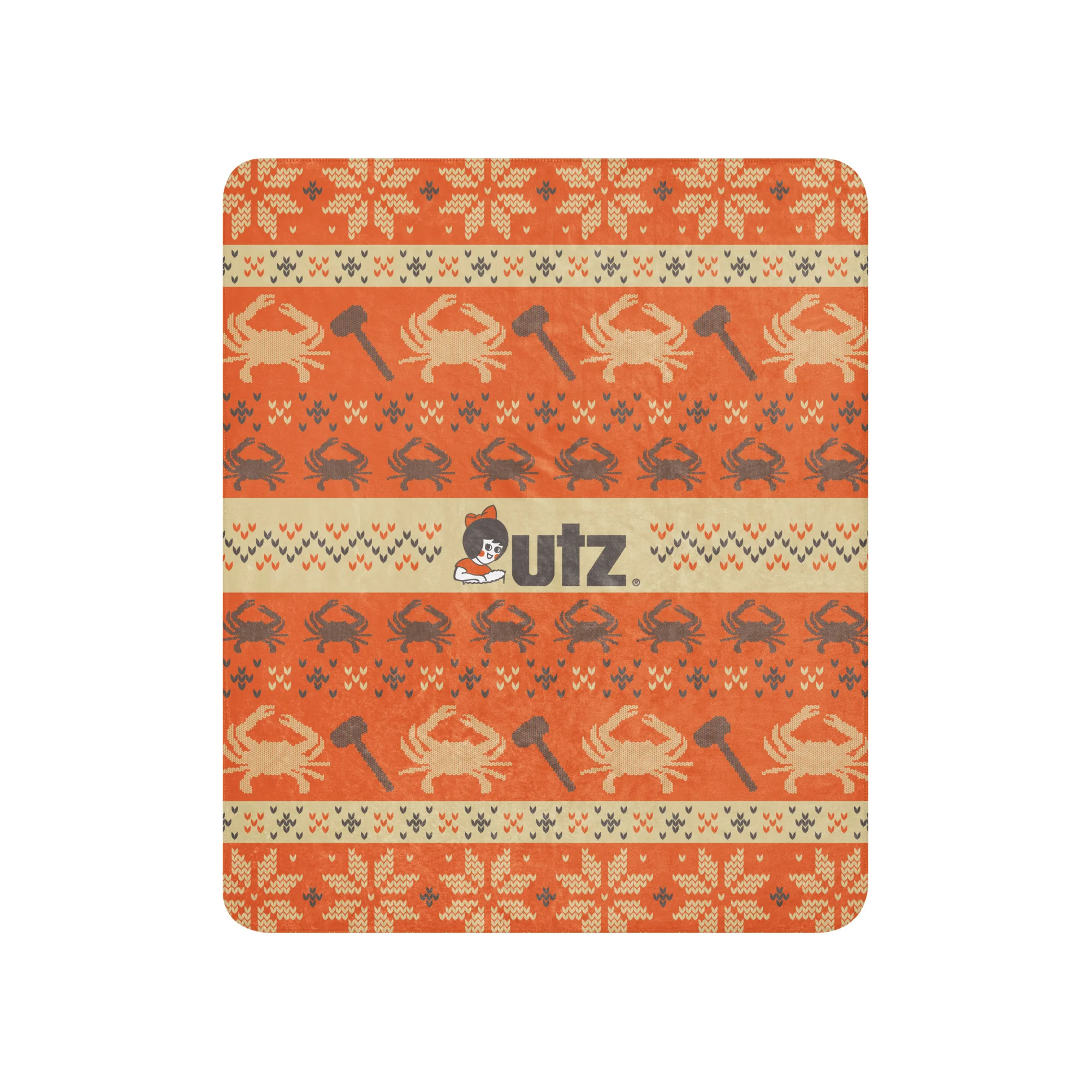 Utz Holiday Sherpa Throw Blanket - "The Crab Chip"