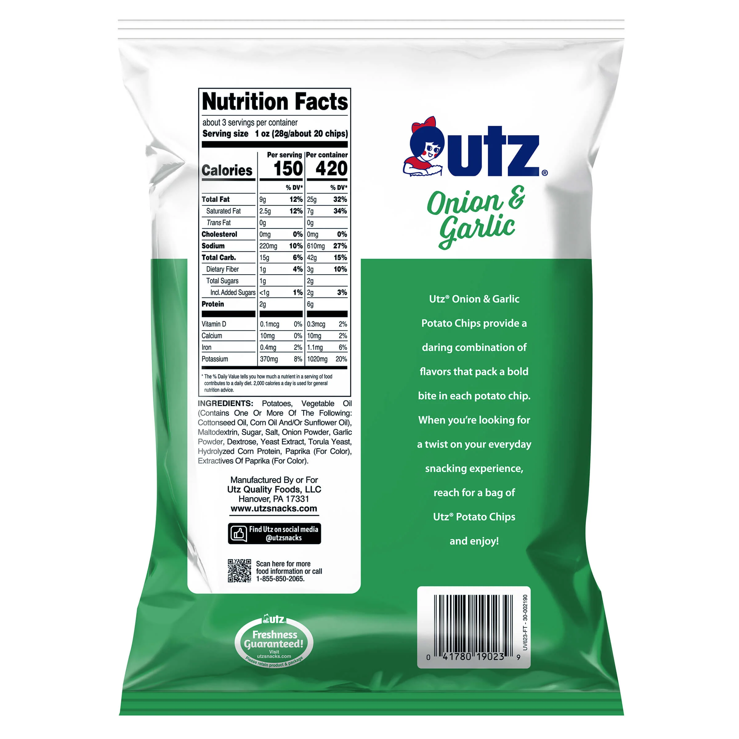 Utz Onion & Garlic Potato Chips - Image 5