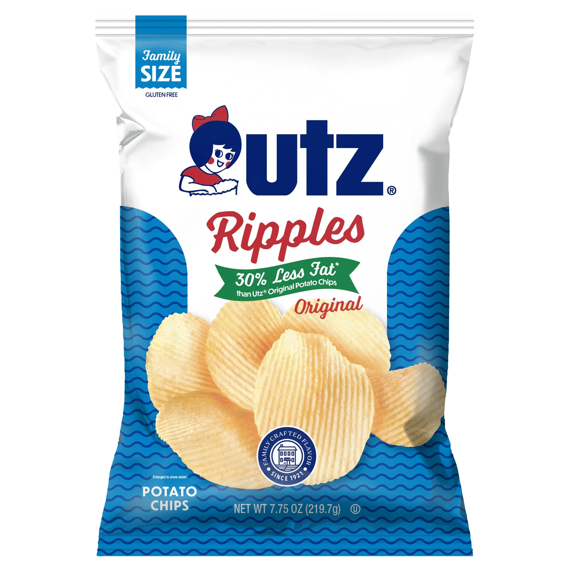 Utz Potato Chips Ripples Reduced Fat Original 7.75 oz