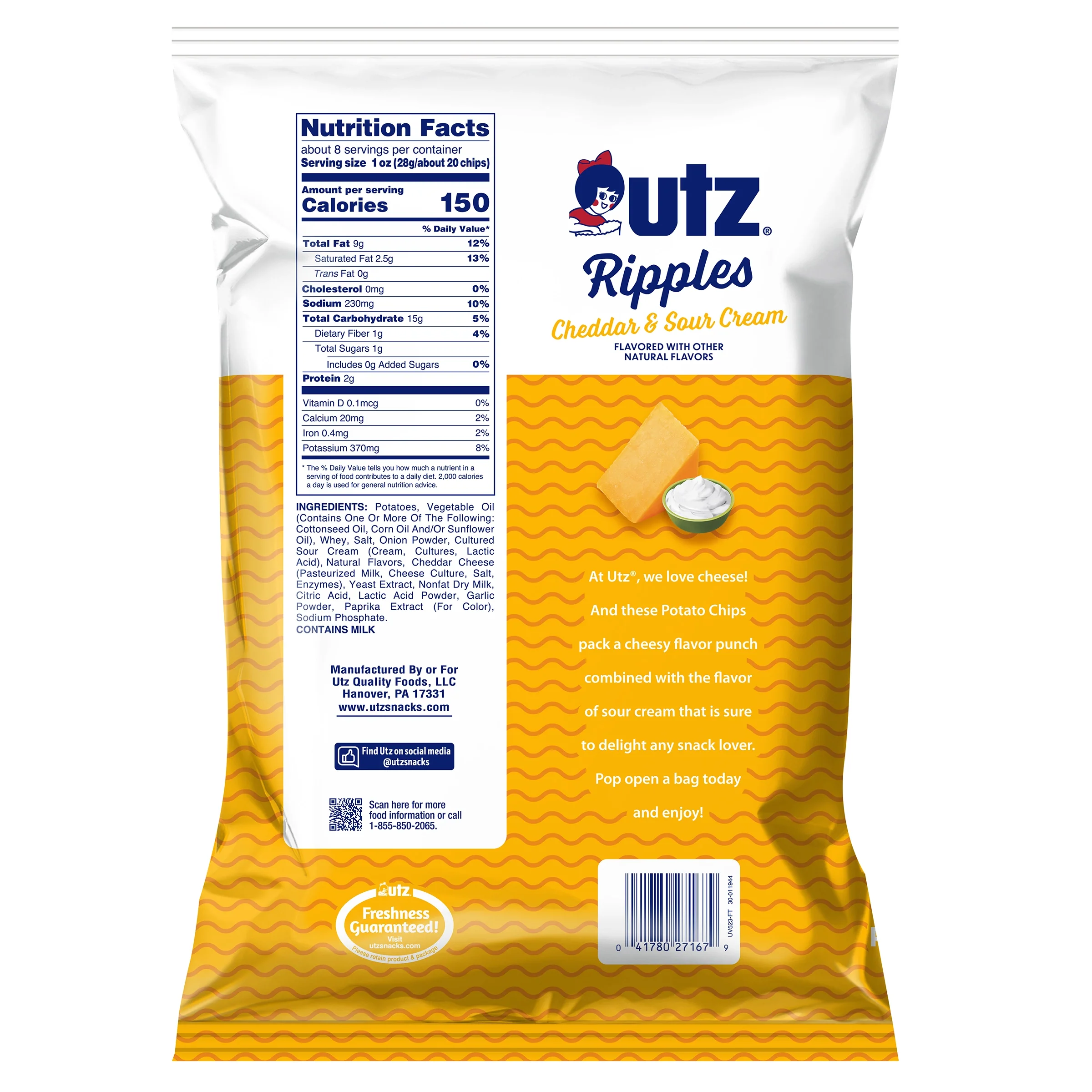 Utz Cheddar & Sour Cream Potato Chips - Image 5