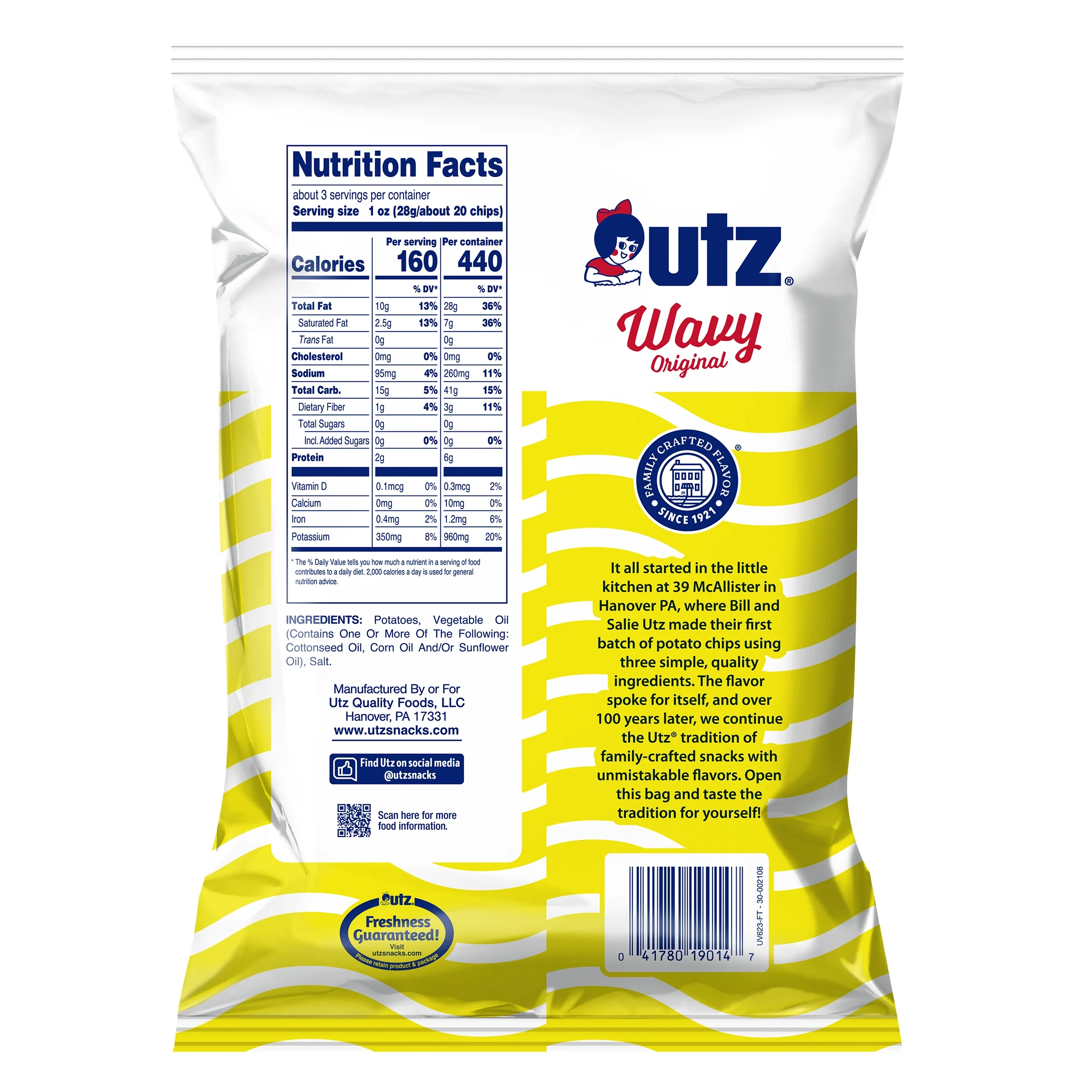 Utz Potato Chips Wavy Classic, 2.75 oz. Bag - Image 2