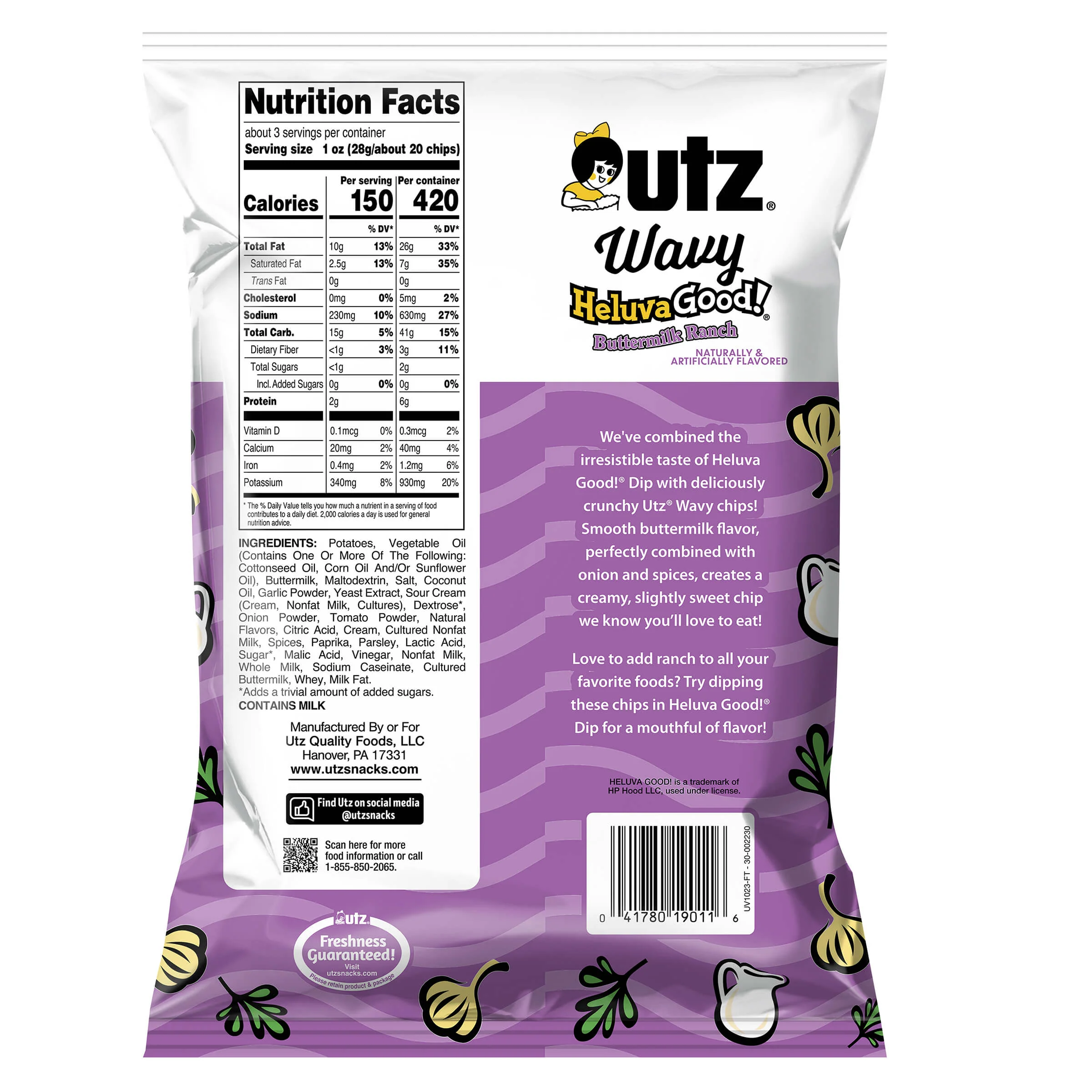 Utz Wavy Buttermilk Ranch Flavored Potato Chips - Image 7